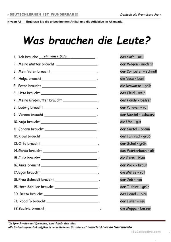 Deutsch A1 übungen Zum Ausdrucken Kostenlos