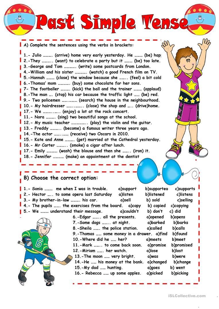Present Tense Or Past Tense übungen Zum Ausdrucken