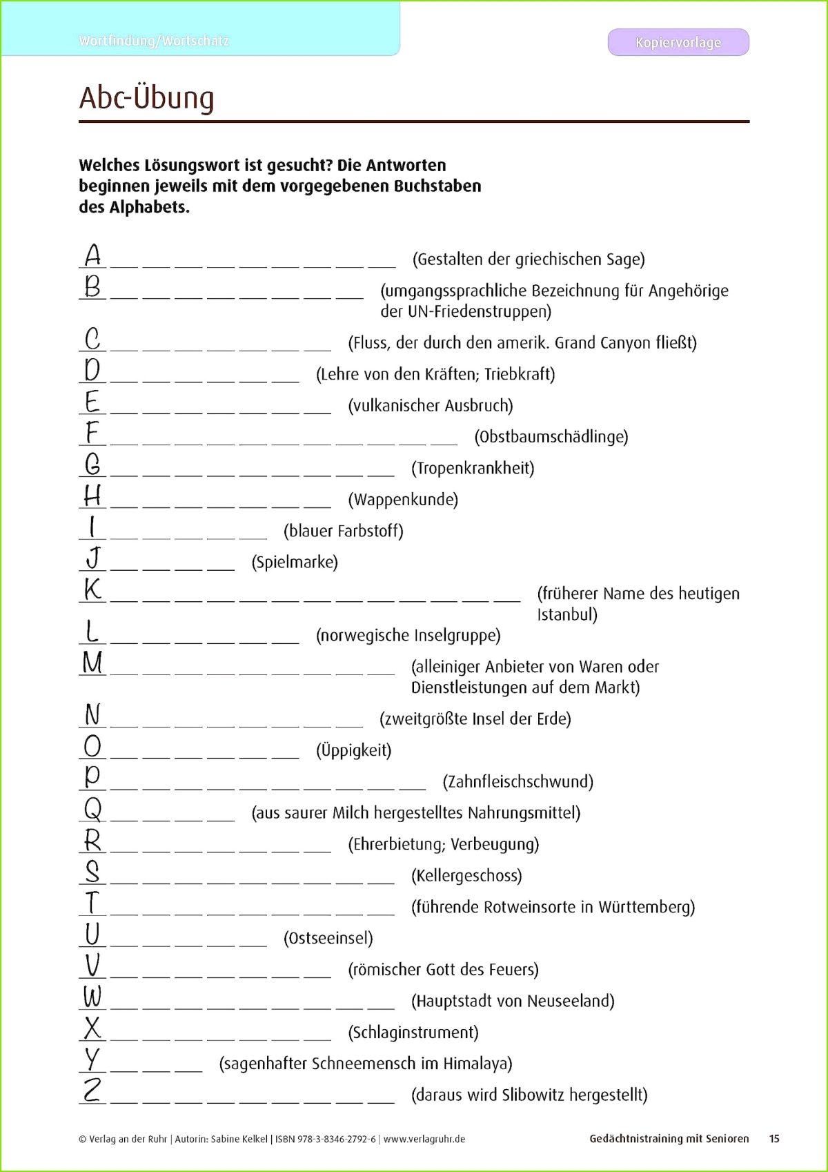 Gedächtnistraining übungen Zum Ausdrucken Bundesverband