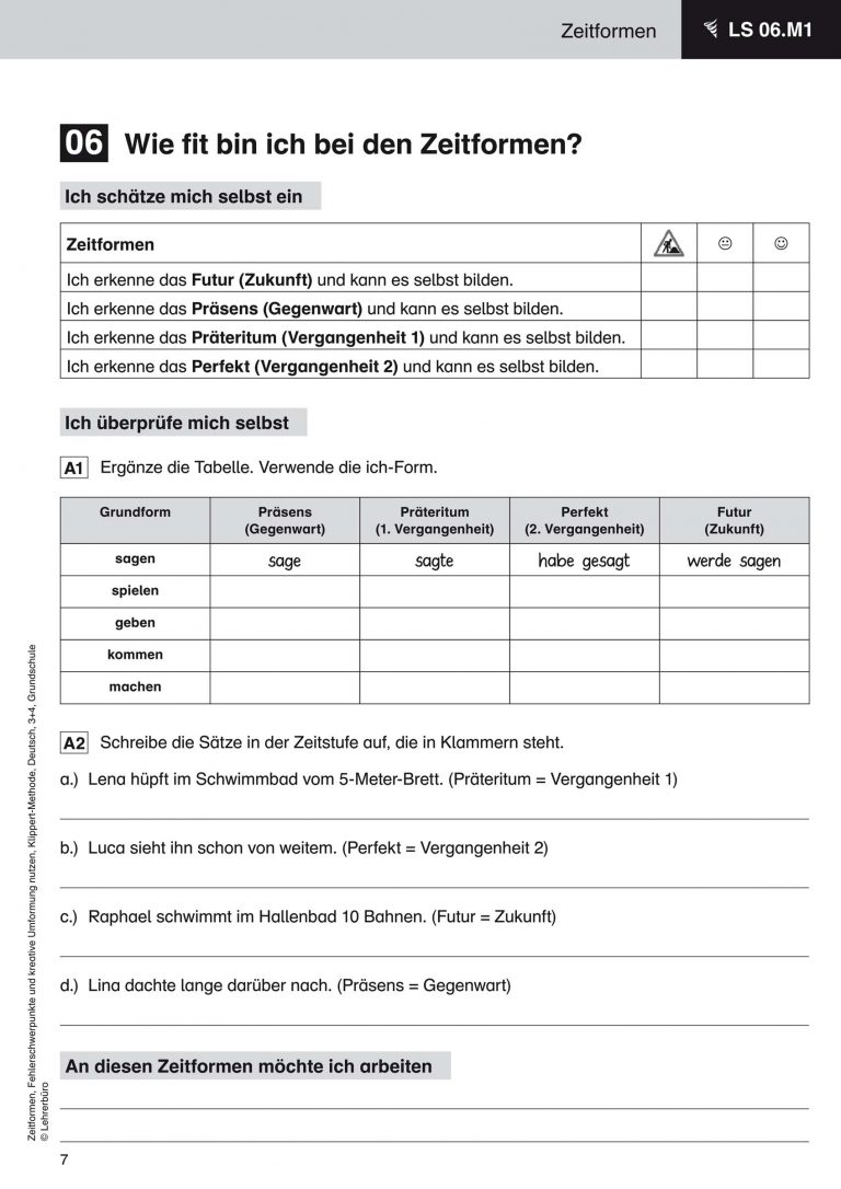 Grammatik übungen Deutsch Arbeitsblätter Zum Ausdrucken