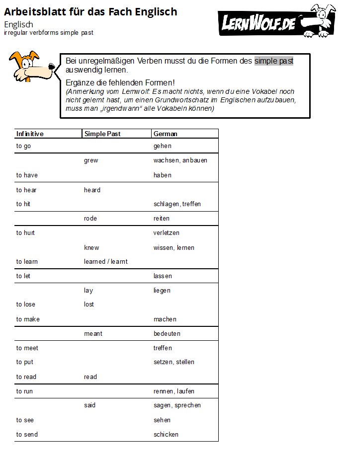 Simple Present Englisch übungen Zum Ausdrucken