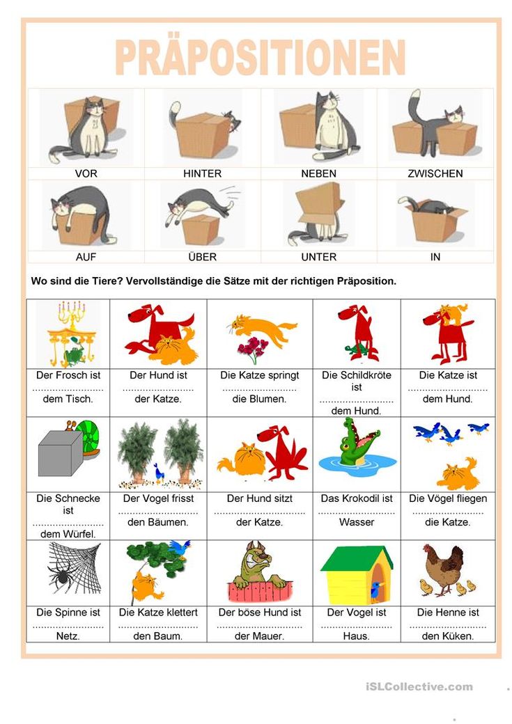 Präpositionen Des Ortes Englisch übungen Zum Ausdrucken